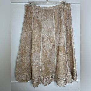 Peter Nygard Beige Floral A-Line Skirt size 14 in excellent condition